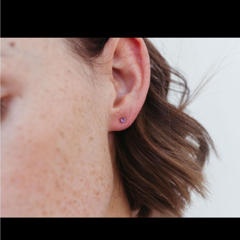 Tiny Amethyst Studs 3mm Goldfilled - image 2